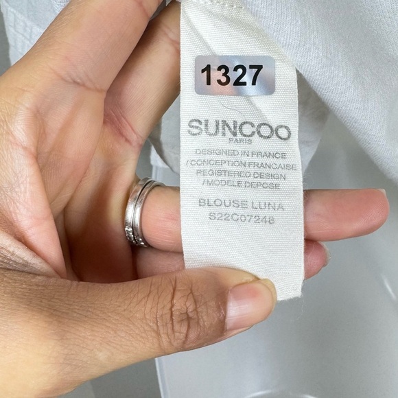 Suncoo Paris Luna Blouse White Boho Peasant Blouse 100% Cotton Size M - Picture 7 of 8